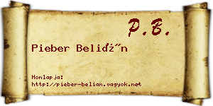 Pieber Belián névjegykártya